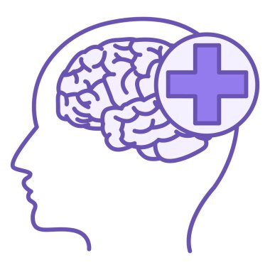 Beyin Sağlığı Renk Simgesi. İnsan Beyni ve Başı 'nın Vektör Simgesi. Akıl Sağlığı. Sağlıklı Yaşam Tarzı Konsepti