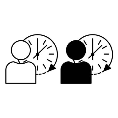 Alışkanlık simgeleri. Siyah ve Beyaz Vektör Simgeleri. Aynı anda Eylem Yapan Bir Kişi. Yaşam Tarzı Konsepti