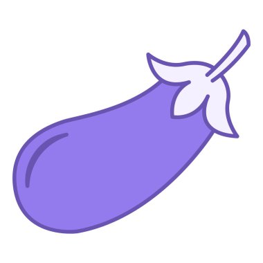 Patlıcan Renkli Simge. Vejetaryen Gıda Vektörü Simgesi. Sağlıklı beslenme. Sebze Konsepti