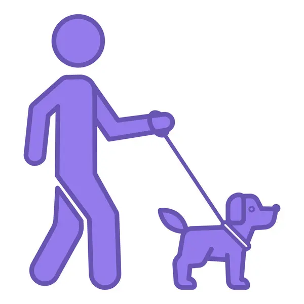 Renkli Tatil Simgesi. Vektör Simgesi. Bir Adam Tasmayla Bir Köpeği Yürütür. Ev işleri işte. Yaşam Tarzı Konsepti