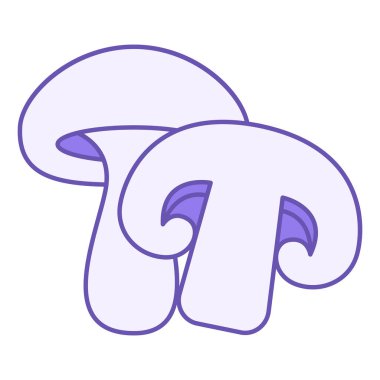 Mantar Renkli Simge. Tüm Mantar ve Yarısının Vektör Simgesi. Organik vejetaryen yemekleri, sağlıklı beslenme. Sebze Konsepti