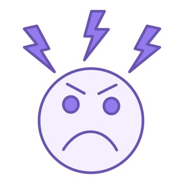 Kızgın Renkli Simge. Vektör Simgesi. Kötü niyetli Yüz Duyguları. Ruh hali Konsepti