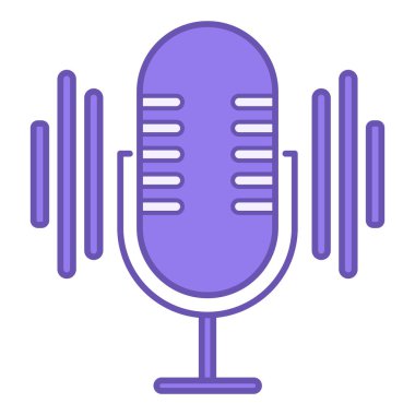 Podcasting Renk Simgesi. Mikrofon Vektör Simgesi. Teknik olarak içeriğin bir parçası. Blogger ve Sosyal Ağ Kavramı
