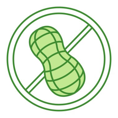 Yeşil Fındık Yok Simgesi. Vektör Simgesi. Fıstıksız Ürünler Etiketi