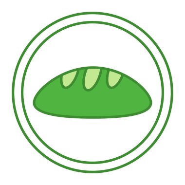 Yeşil Karbonhidrat Simgesi. Ekmek Vektörü Simgesi. Fırın ürünleri. Gıda Paketi Etiketi