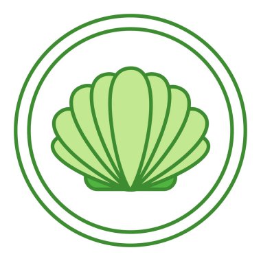 Yeşil Simge Kabuklu deniz ürünleri içerir. Deniz Ürünleri Vektörü Simgesi. Gıda Paketi Etiketi. Sağlıklı Yeme