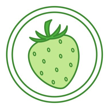 Yeşil Simge Böğürtlenleri İçerir. Çilek Vektörü Simgesi. Doğal ve organik gıdalar. Alerji tehlikesi. Ürün Etiketi