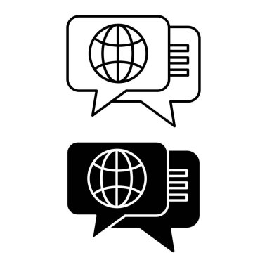 Dil simgeleri. Siyah ve Beyaz Vektör Çeviri Simgeleri. Yabancı Dil Öğrenimi. Eğitim ve Okul Konsepti