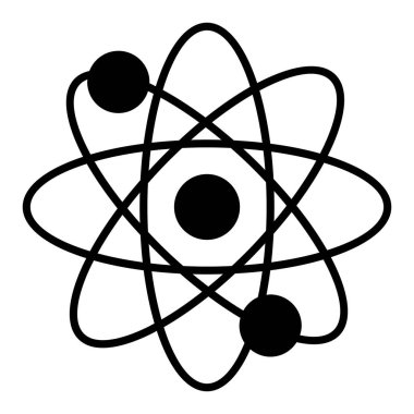 Fizik ikonu. Atom Vektörü Simgesi. Bilim ve Eğitim Konsepti