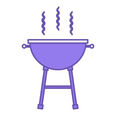 Barbekü Renkli Simge. Vektör Simgesi. Izgara, Yemek Pişirme. Kamp yapmak. Kamp ve Turizm Konsepti