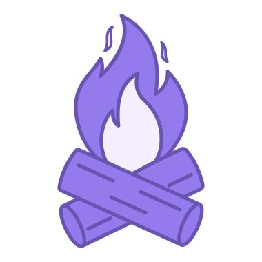 Renkli Kamp Ateşi Simgesi. Turist Kamp Ateşi 'nin Vektör Simgesi. Fire ve Brushwood. Kamp Kavramı