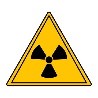 Sarı Iyonize Radyasyon İşareti. Vektör Simgesi. Dikkatlice. Radyolojik kirlilik. Tehlike Uyarı İşareti
