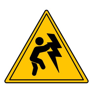 Sarı İşaret Yüksek Voltaj Tepesi. Vektör Simgesi. Tehlike Uyarı İşareti