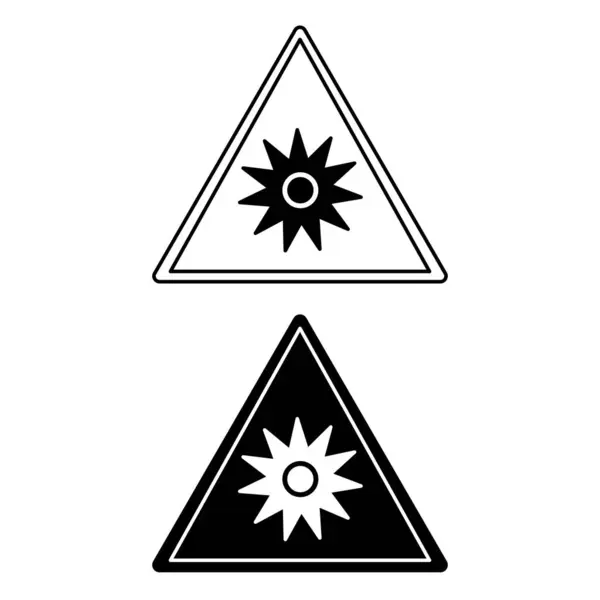 stock vector Signs Optical Radiation. Black and White Vector Icons. Electromagnetic waves, Infrared, and Ultraviolet Radiation. Danger Warning Sign