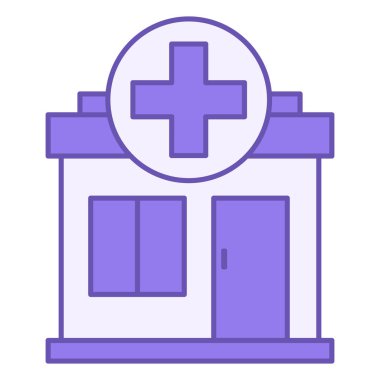 Klinik Renk Simgesi. Vektör Simgesi. Tıbbi Kurum, Hastaların Tedavisi İçin Bina. Sağlık ve Tıp Konsepti