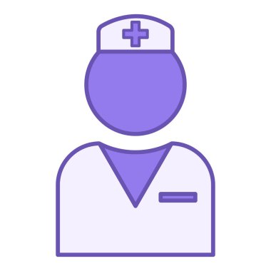 Hemşire Renk Simgesi. Vektör Simgesi. Hastane giysilerinde çalışan bir tıp işçisi. Hasta bakımı için doktor asistanıyım. Sağlık ve Tıp Konsepti