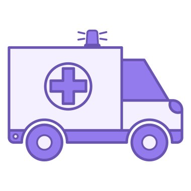 Ambulans Renk Simgesi. Tıbbi Araba 'nın Vektör Simgesi. Hasta insanlara ilk yardım sağlamak için bir araçtır. Sağlık ve Tıp Konsepti