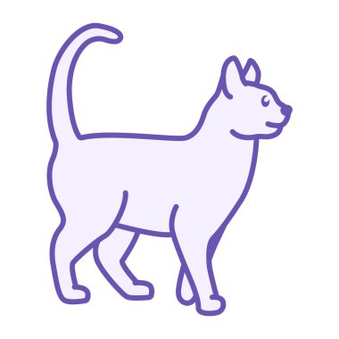 Kedi Rengi Simgesi. Zarif Yürüyen Kedi Vektör Simgesi. Hayvan Konsepti