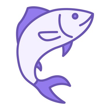 Renkli Balık Simgesi. Vektör Simgesi. Su omurgalıları. Hayvan Konsepti