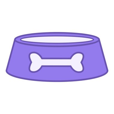 Pet Bowl Renk Simgesi. Vektör Simgesi. Bone Drawn ile yemek kasesi. Köpek besleme aksesuarı. Hayvan Konsepti
