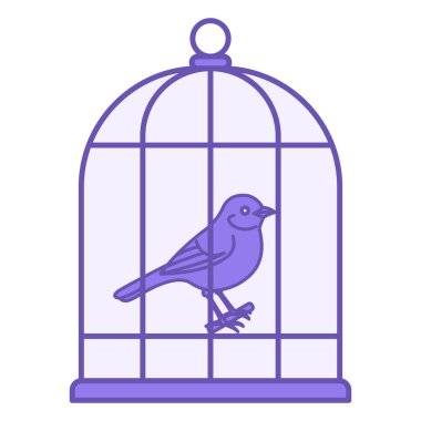 Renkli Kuş Kafesi Simgesi. Evcil Kuşun Vektör Simgesi. Hayvan Konsepti