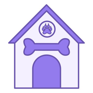 Renkli Evcil Hayvan Evi Simgesi. Vektör Simgesi. Pençe ve Kemikli Köpek Evi. Evcil hayvanın uyuduğu yer