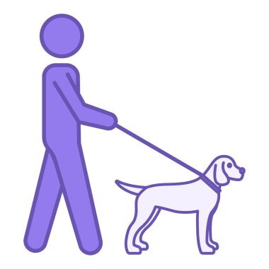 Köpek Yürüyüşü Renk Simgesi. Vektör Simgesi. Leash 'te Yürüyen Hayvan Adam. Hayvan Konsepti