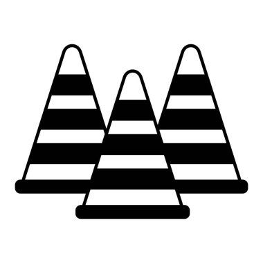 Simge Yolu Konisi. Vektör Simgesi. Geçici Yol İşaretleme. Road İnşaat Fabrikası 'nda eskrim. Uyarı İşareti