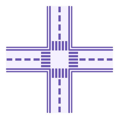 Kesişme Rengi Simgesi. Vektör Simgesi. Otoyol Kavşağı ve yaya geçitleri. Yol Kavramı