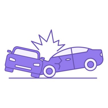 Renkli Araba Kazası Simgesi. Vektör Simgesi. - Araç kazası. Trafik Yönetmeliği. Yol Kavramı