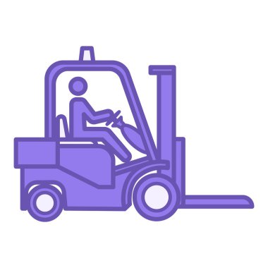 Forklift Renk Simgesi. Vektör Simgesi. Nakliye için Depo Taşımacılığı. Çoklu İşlevsel Otomatik Ekipman