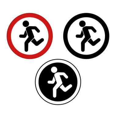 İşaretleri çalıştırmayın. Yasak Yol İşaretleri. Bir Tehlike Kişisini Uyarıyorum. Kırmızı, Siyah ve Beyaz Vektör Simgeleri