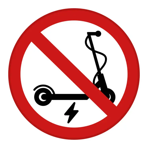 stock vector Red Electric Scooter Forbidden Sign. Round Prohibitory Road Sign. Vector Icons