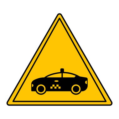 Sarı Tabelalı Taksi Otoparkı. Yol İşareti. Vektör Simgeleri