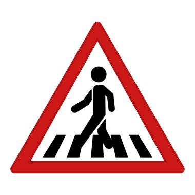 Kırmızı İşaret Yaya Geçidi. Uyarı Yolu İşareti. Zebra Çapraz Adam. Vektör Simgeleri