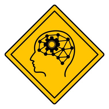 Sarı İşaret Zihinleri İnşaat Altında. Komik Yol İşareti, Çıkartma. Vektör Simgesi