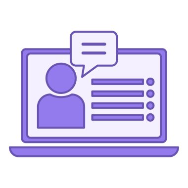 Mentor Renk Simgesi. Vektör Simgesi. Öğretmenlik öğrencileri çevrimiçi. Dizüstü bilgisayardaki video dersi. Çevrimiçi Eğitim Konsepti