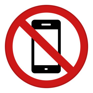 Kırmızı İşaret Cep Telefonu Yok. Vektör Simgesi. İçki yasağı işareti. Cep telefonu kullanımının yasaklanması uyarısı