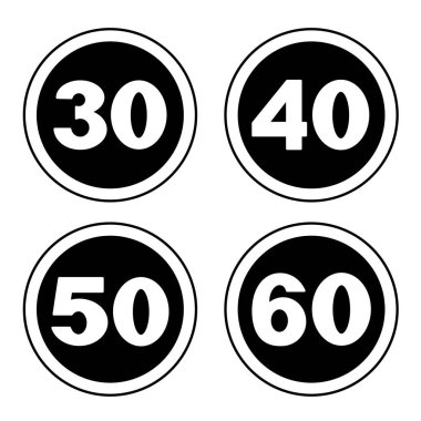 Speed Limit Signs. Vector Icons. Prohibitory Road Signs clipart