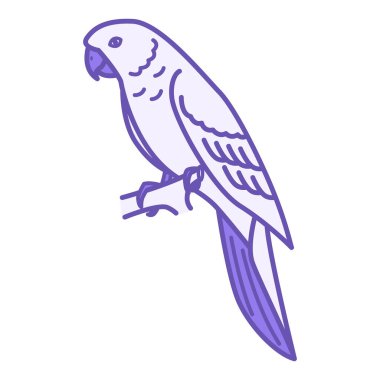 Papağan Renk Simgesi. Vektör İllüstrasyonu. Tropikal Kuş. Branch 'taki yerel papağan. Hayvanlar Konsepti