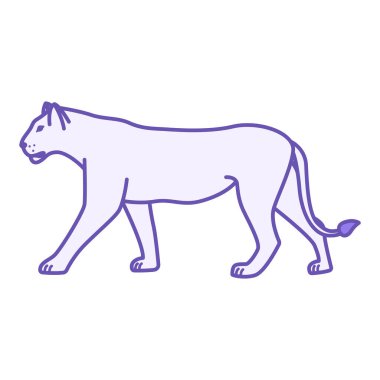 Renkli Puma Simgesi. Vektör İllüstrasyonu. Etçil memeli, vahşi kedi. Hayvanlar Konsepti