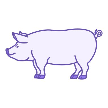 Domuz Simgesi Renkli. Vektör İllüstrasyonu. Artiodactyl memeli. Tarım, tarım. Evcil Hayvanlar Konsepti