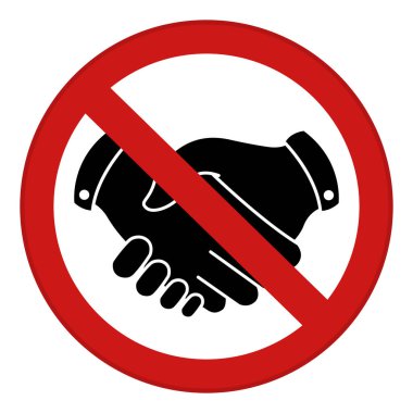 Kırmızı İşaret Tokalaşmayın. Vektör Simgesi. Güvenlik önlemleri, bulaşıcı hastalıkları önleme. Coronavirus Koruma, Sosyal Mesafe. Tıbbi Konsept