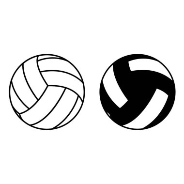 Voleybol ikonları. Siyah ve Beyaz Vektör Resimleri. Voleybol oynamak için top. Spor Konsepti