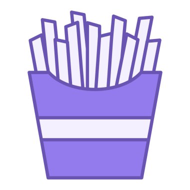 Fransız kızartması renkli ikon. Vektör İllüstrasyonu