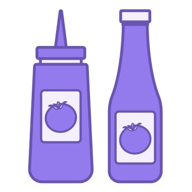 Renkli Ketçap Simgesi. Vektör İllüstrasyonu. Domates sosu. Et Tabakları için baharat. Lezzetli yemek. Fast Food Konsepti