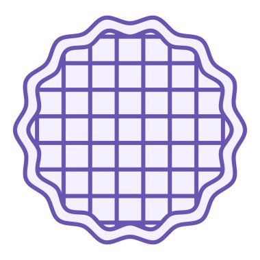 Renkli Waffle Simgesi. Vektör İllüstrasyonu. Yüzeyinde parmak izi olan İnce Kuru Kuru Kurabiye. Tatlı börek, tatlı. Fast Food Konsepti