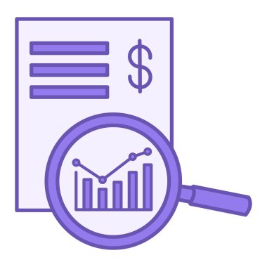 Renkli Analiz Simgesi. Vektör İllüstrasyonu. Büyüteç Büyütme Çizelgesi. Borsa Değeri, Borsa ve Menkul Kıymetler Analizi