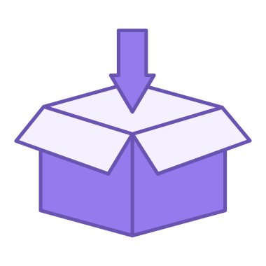 Renkli Paketleme Simgesi. Vektör İllüstrasyonu. Konteynır, kargo, eşyalar. Teslimat servisi. Lojistik Konsepti