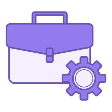 İşçi Rengi Simgesi. Vektör İllüstrasyonu. Evrak çantası ve teçhizat. Ofis işi. Toplumun Kavram Sektörü